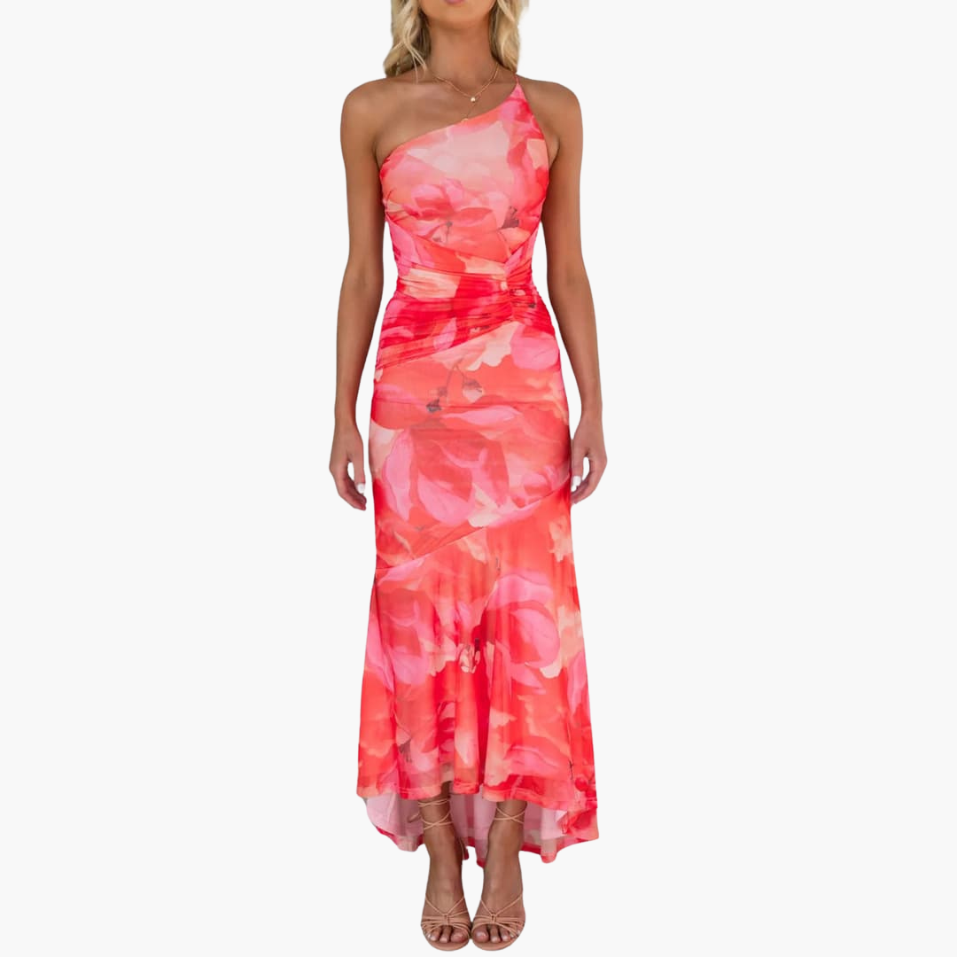 One Shoulder Blumenkleid für Damen - Elegantes Sommerkleid