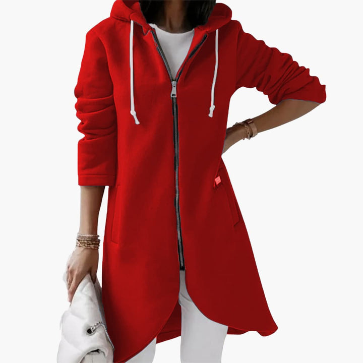 Langer Hoodie mit Reißverschluss für Damen