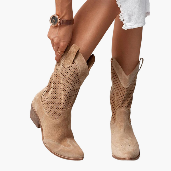 Cowboy Stiefel für Damen - Perforierte Western Stiefel