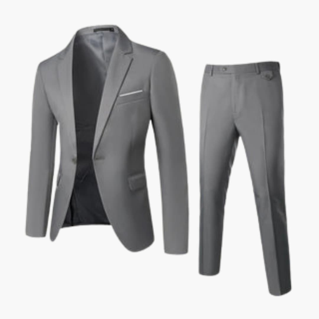 Herren Sommer Anzug Zweiteiler mit Revers und Flatfront Hose