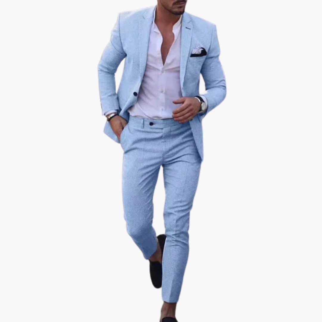 Herren Anzug Zweiteiler aus Wollmischung mit Slim Fit Schnitt