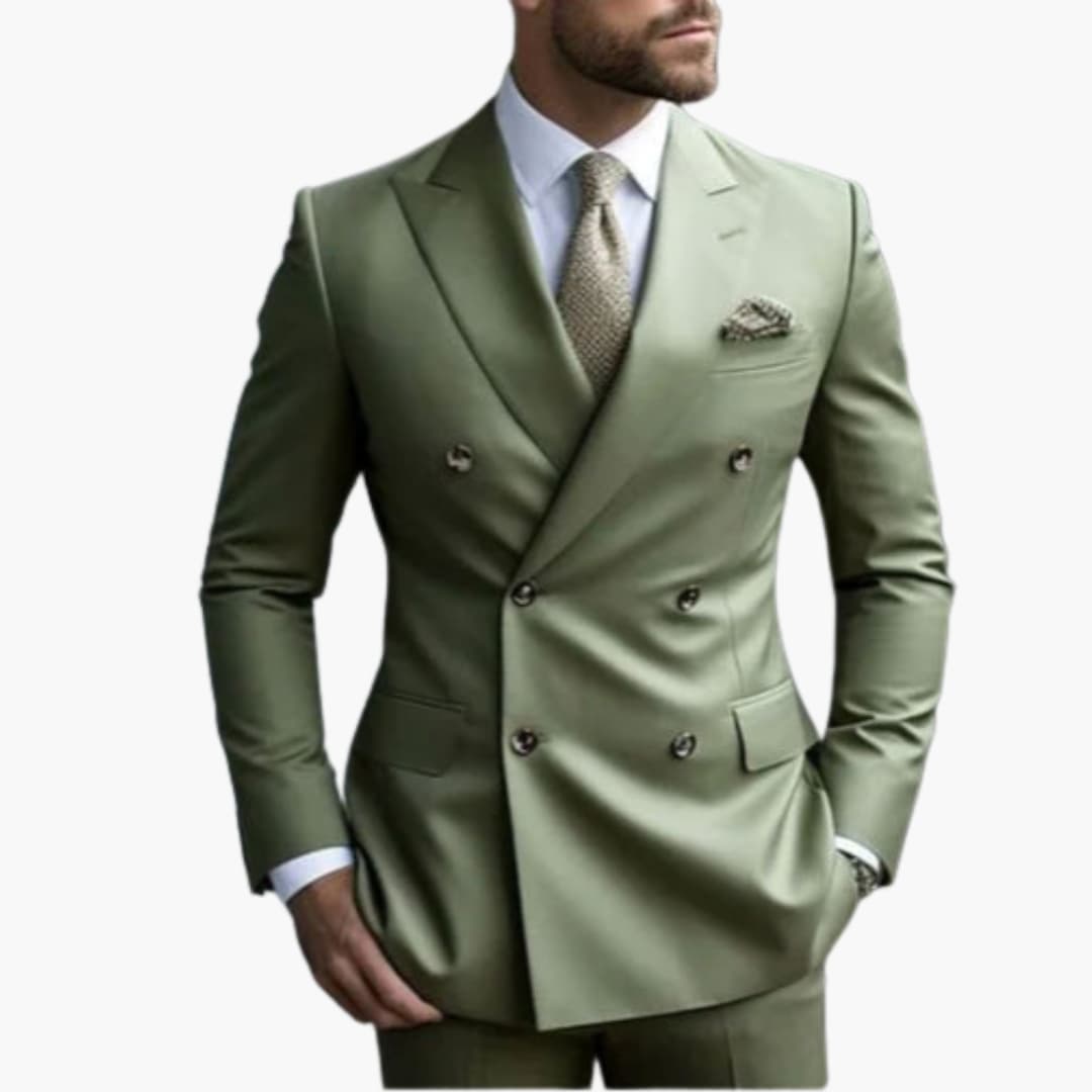 Herren Anzug zweiteilig mit Doppelreiher und Slim Fit Hose