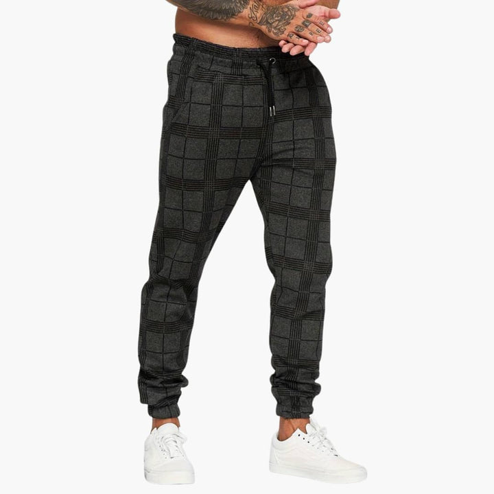 Herren hose mit elastischem Bund und karierter Oberfläche