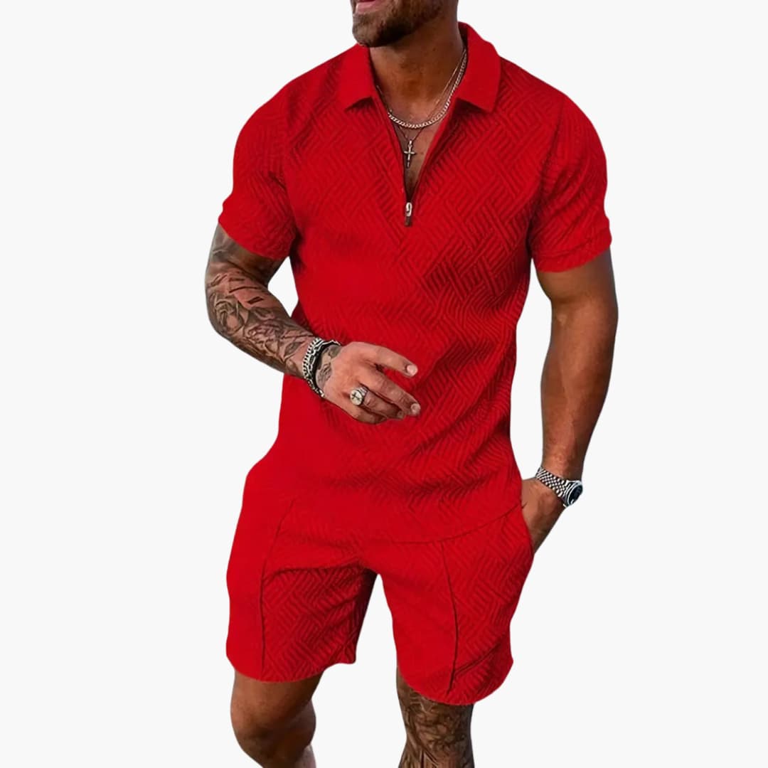 Herren Sommer Zweiteiler mit Reißverschluss und Shorts