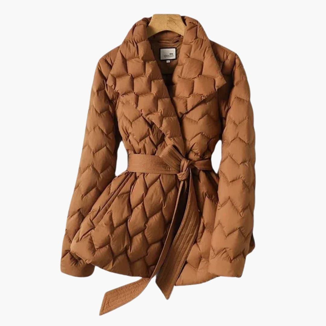 Eleganter Daunenmantel mit Gürtel für Frauen - SchmiedeMode