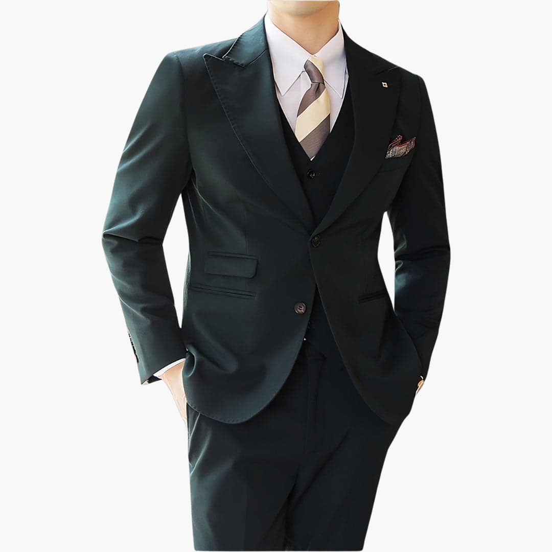 Herren Anzug dreiteilig mit Weste und Slim Fit Schnitt