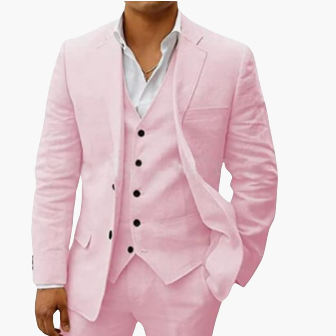 Herren Sommeranzug dreiteilig mit Weste Jacke und Hose