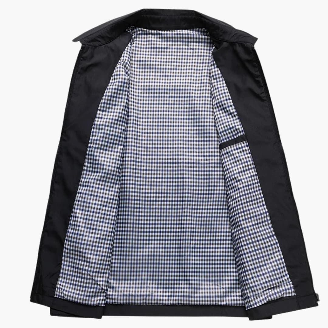 Herrenjacke mit kariertem Futter und Frontreißverschluss