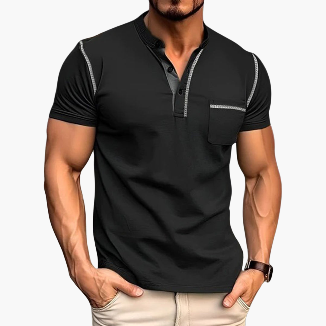 Henley T-Shirt für Männer – Kurzarm mit Brusttasche