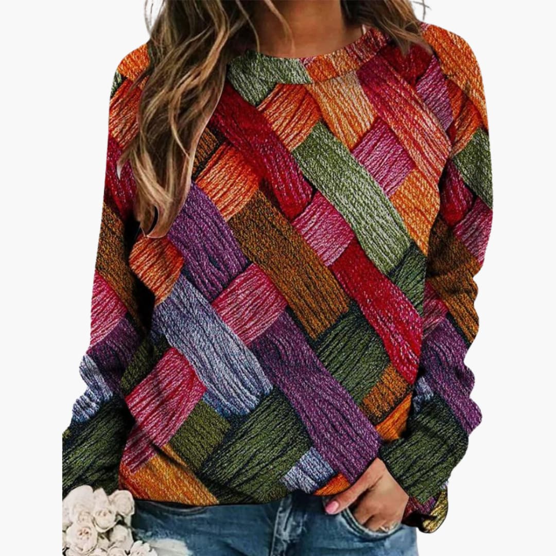 Gemusterter Strickpullover für Damen