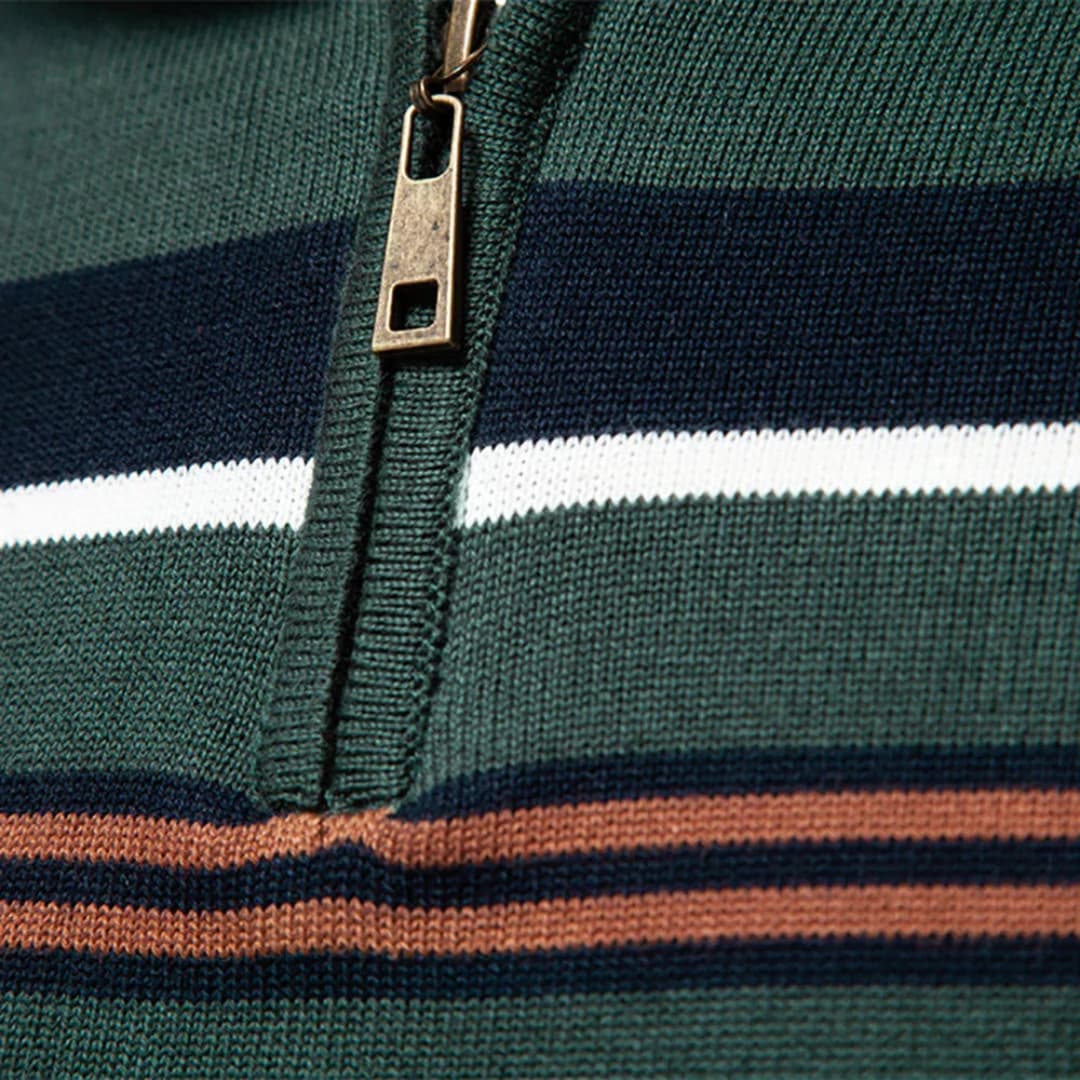 Herren pullover mit Reißverschluss am Halsausschnitt und gestreifter Oberfläche