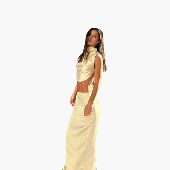Stilvolles zweiteiliges Satin-Set für Damen - SchmiedeMode