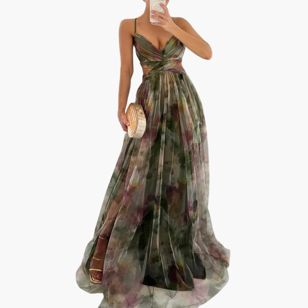 Elegantes Maxikleid für Damen mit - floralem Muster Glamourös