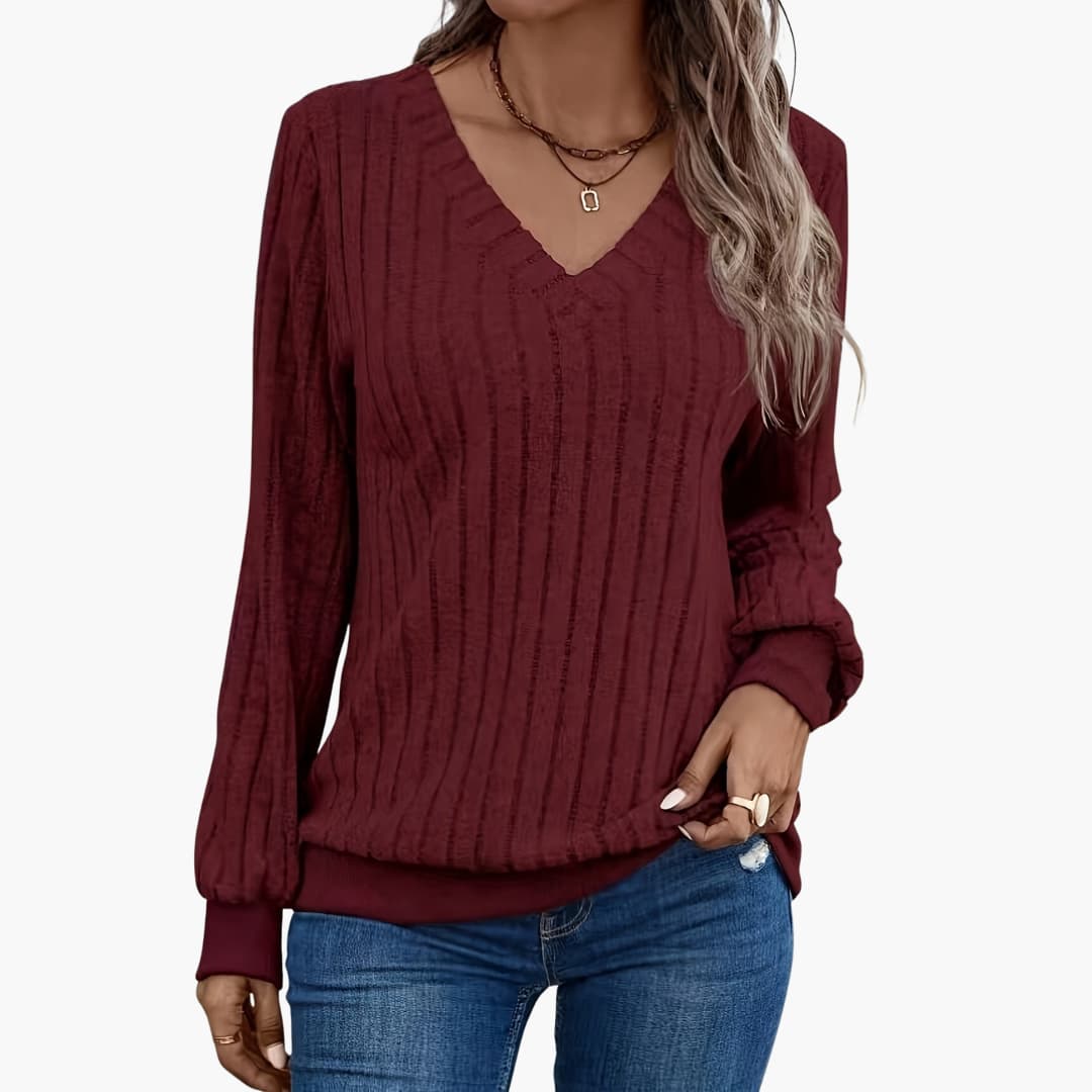 Damen pullover mit V-Ausschnitt und langen Ärmeln