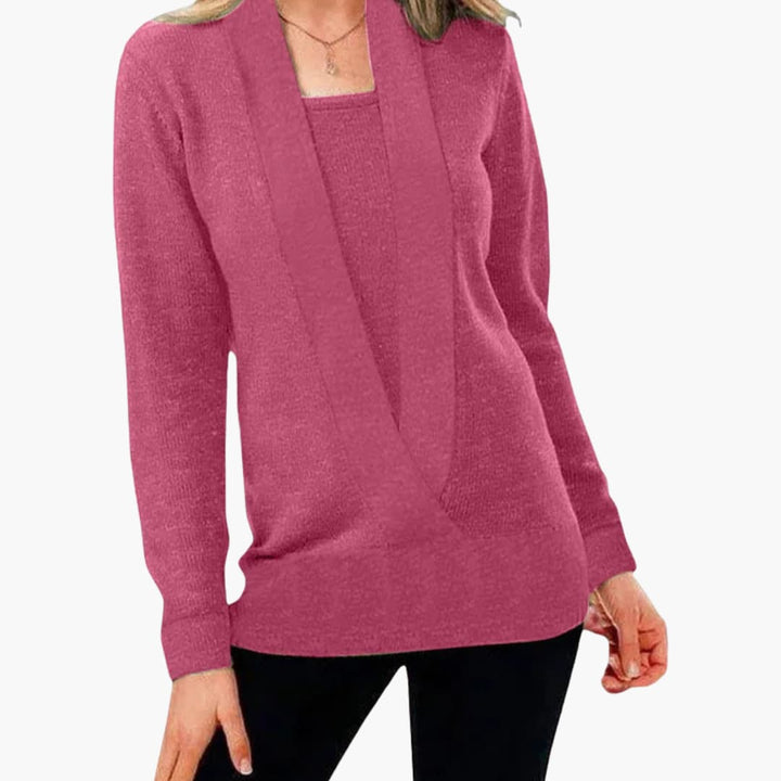 Damen pullover mit tiefem V-Ausschnitt und langen Ärmeln