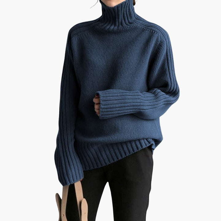 Damen pullover mit Rollkragen und Rippstruktur