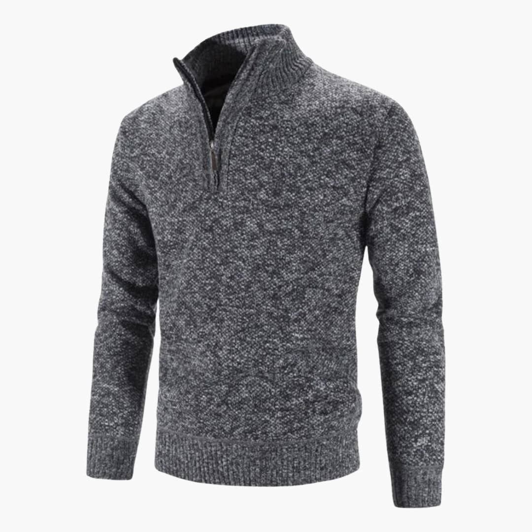Herren pullover mit Halbreißverschluss und strukturierter Oberflächeen Warm
