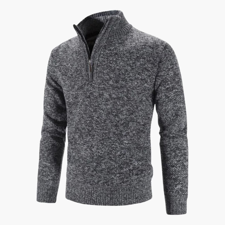 Herren pullover mit Halbreißverschluss und strukturierter Oberflächeen Warm