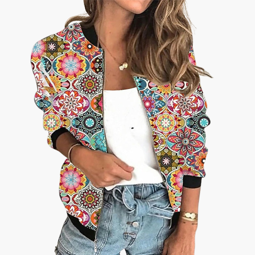 Bomberjacke für Damen - Leicht & Stylisch mit Blumenmuster