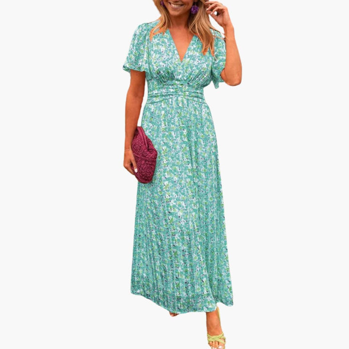 Florales Wickel-Maxikleid - für Damen mit V-Ausschnitt