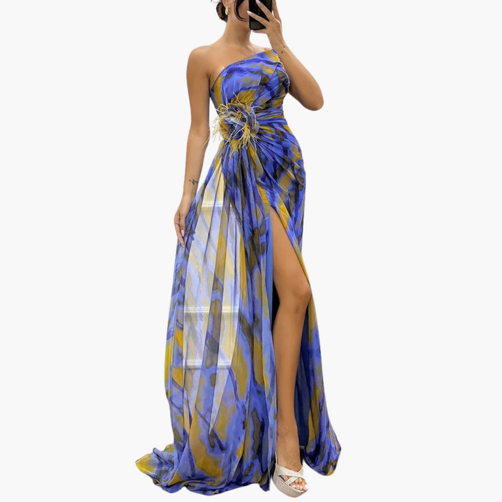 Vibrantes Maxi-Kleid für Frauen - Farbenfrohes Design