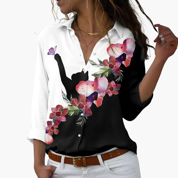 Blumen Colorblock Bluse für Damen - Stilvoll & Bequem