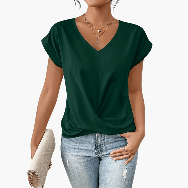 Trendiges, lässiges T-Shirt mit herzförmigem Ausschnitt für Damen - SchmiedeMode