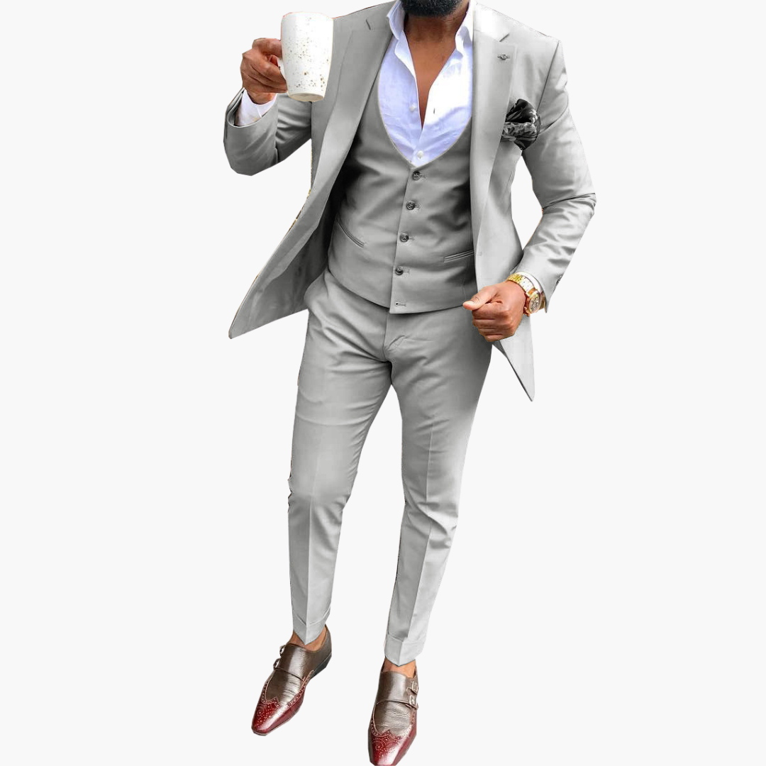 Herren Anzugset mit Weste und atmungsaktivem Blazer