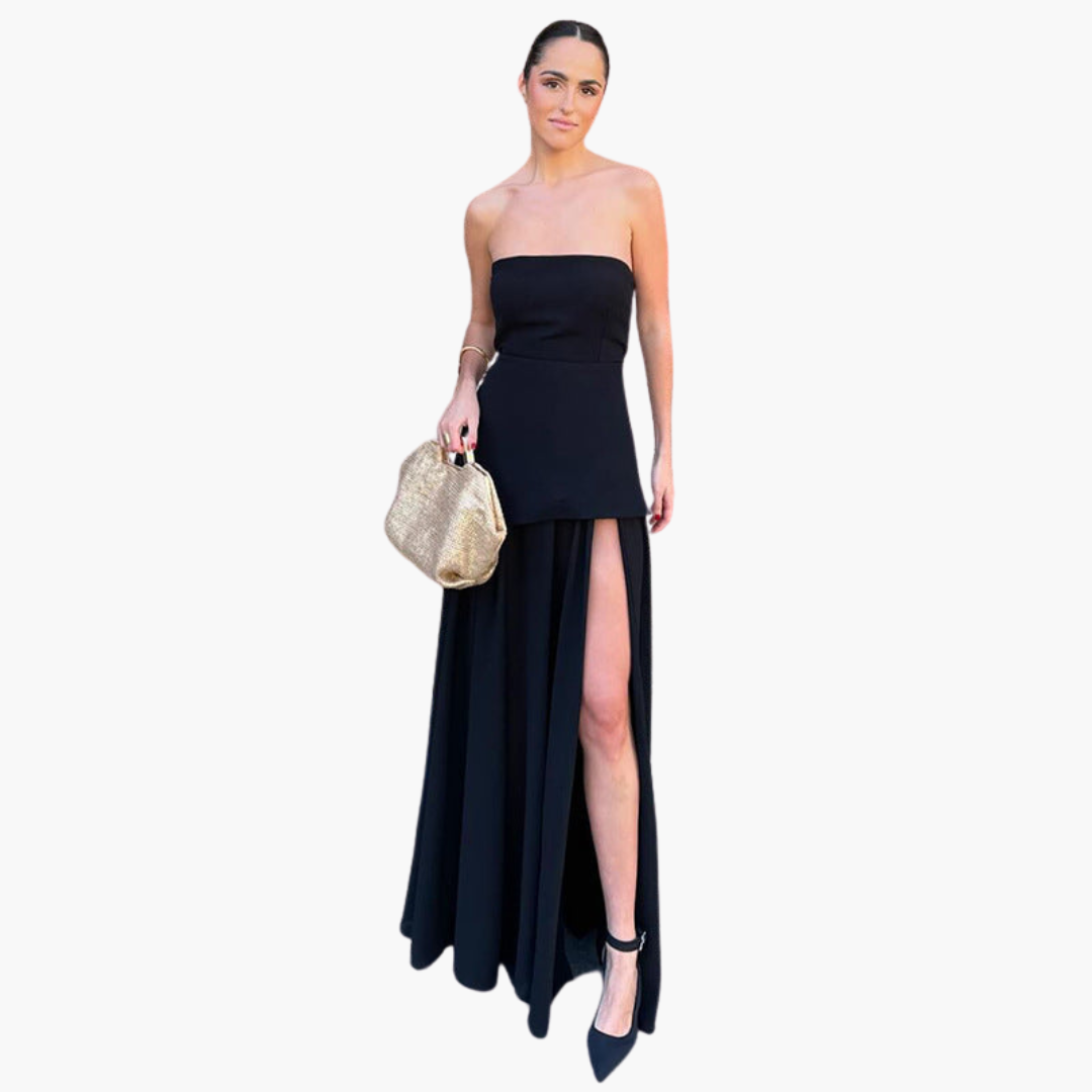 Schulterfreies Abendkleid für Damen - Maxi mit hohem Schlitz