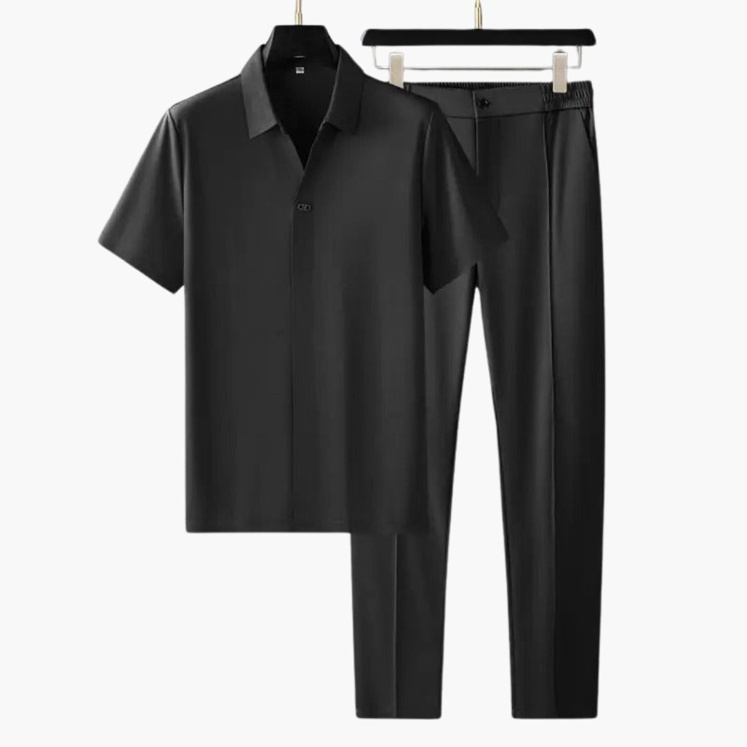 Zweiteiler Set für Herren – Kurzarmshirt mit Stoffhose