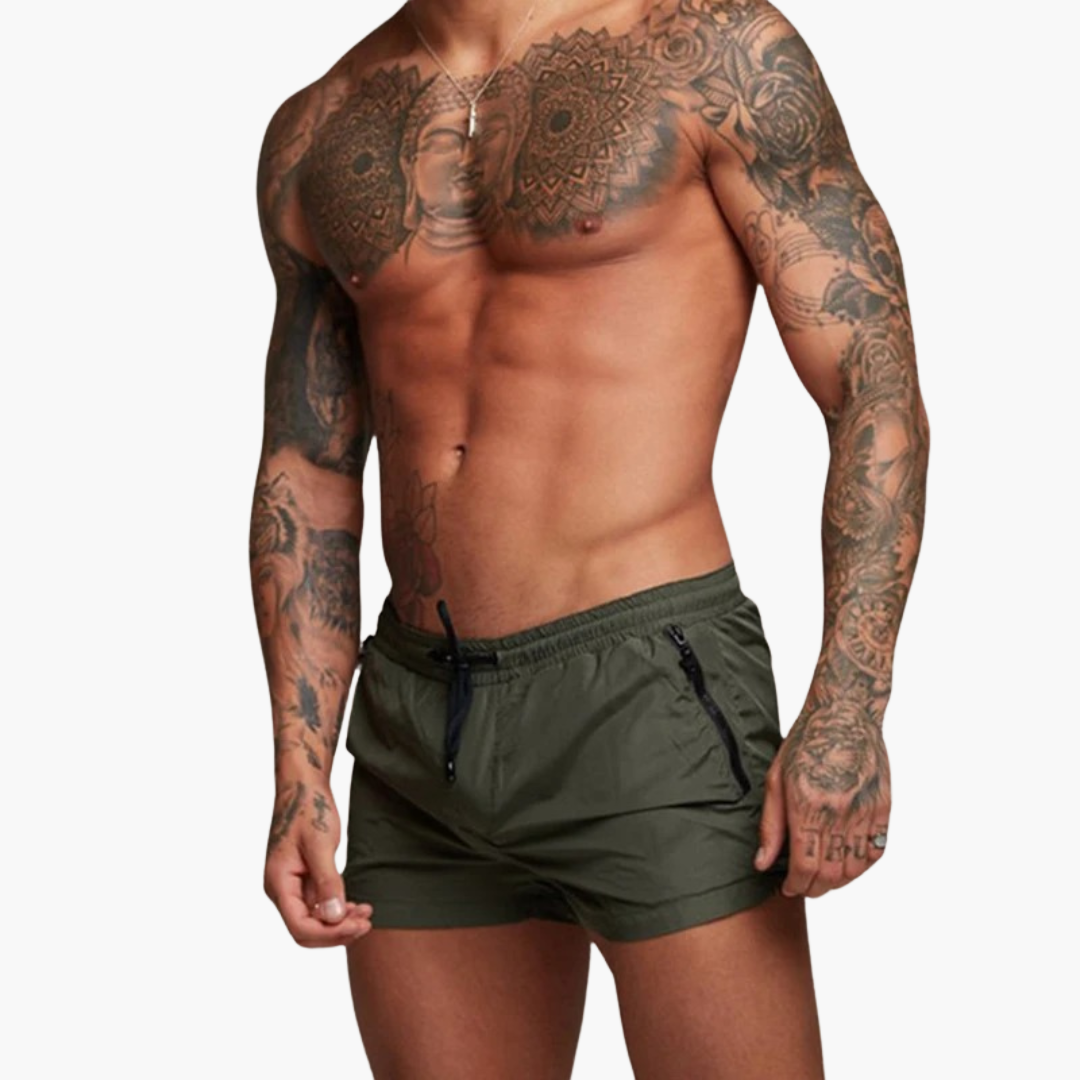 Herren schnelltrocknende Shorts mit elastischem Bund und Reißverschluss