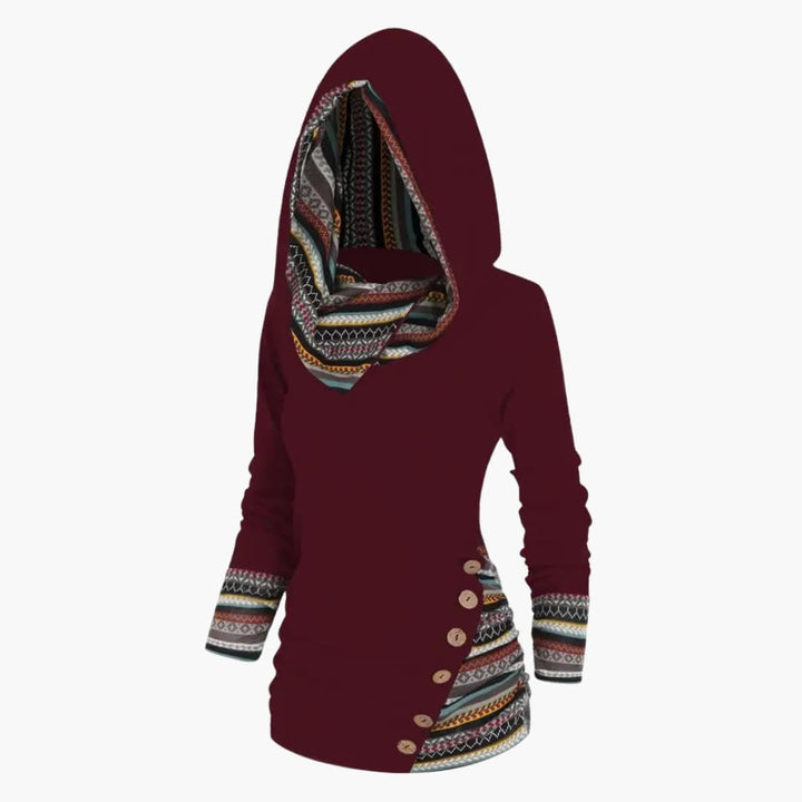Damen Kapuzenpullover mit Knöpfen und Tasche