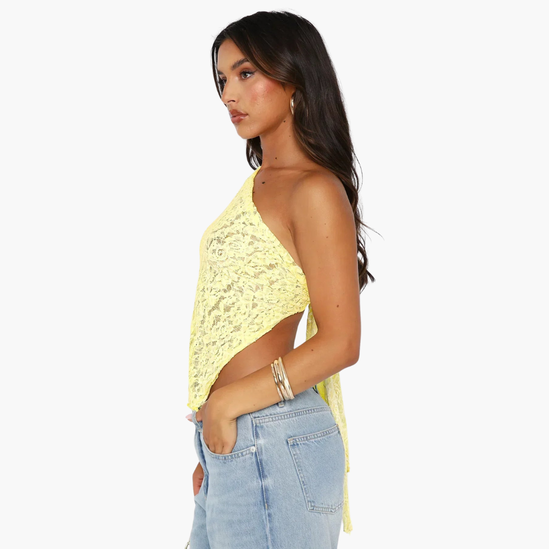 Spitzen One Shoulder Top für Damen – Asymmetrischer Trendlook
