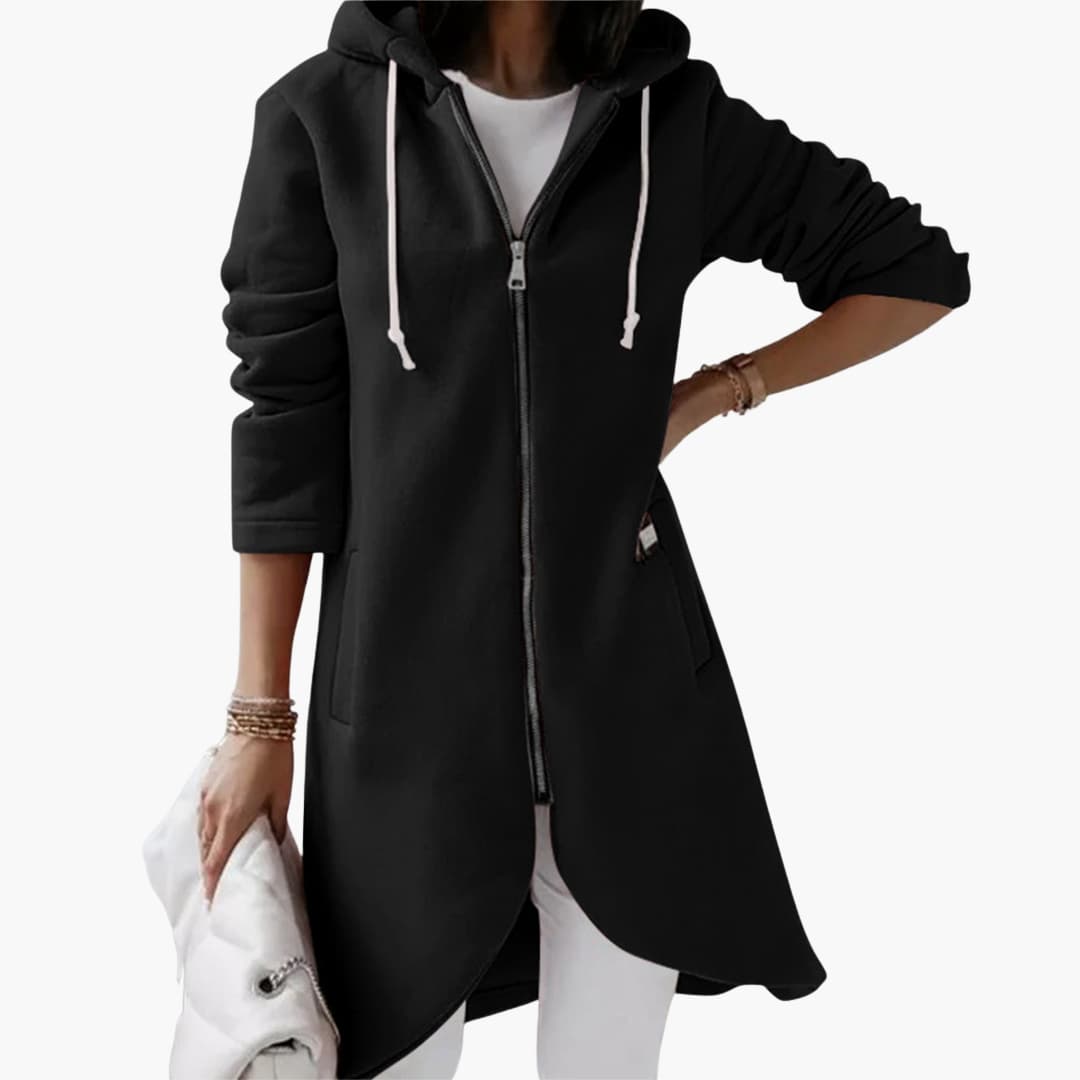 Langer Hoodie mit Reißverschluss für Damen