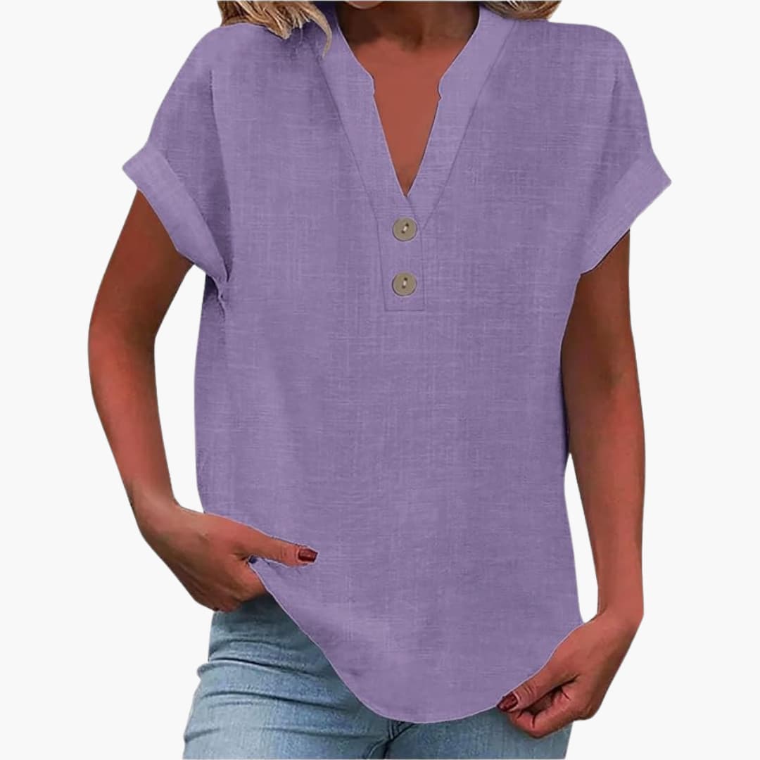 Damen Bluse mit V-Ausschnitt und kurzen Ärmeln