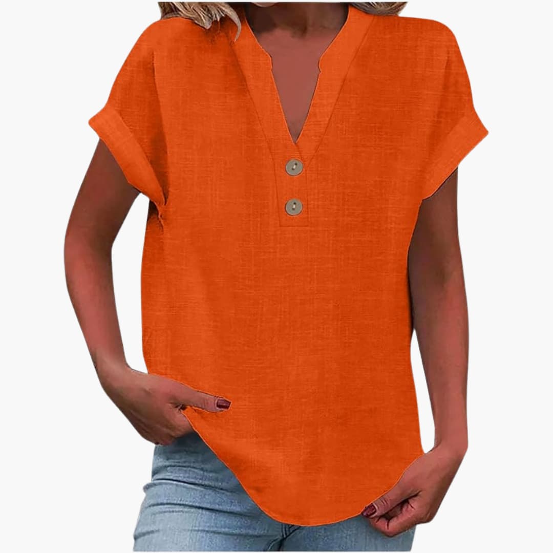 Damen Bluse mit V-Ausschnitt und kurzen Ärmeln für Frühling