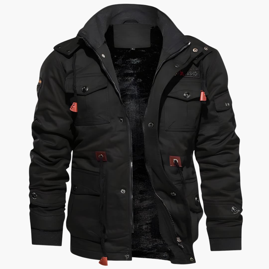Herren Feldjacke mit verstellbarer Kapuze und mehreren Taschen