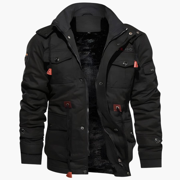 Herren Feldjacke mit verstellbarer Kapuze und mehreren Taschen