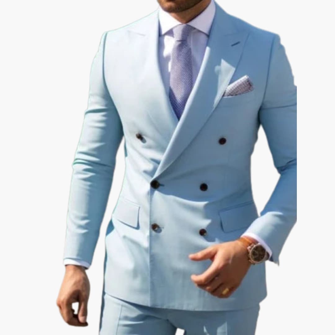 Herren Anzug zweiteilig mit Doppelreiher und Slim Fit Hose