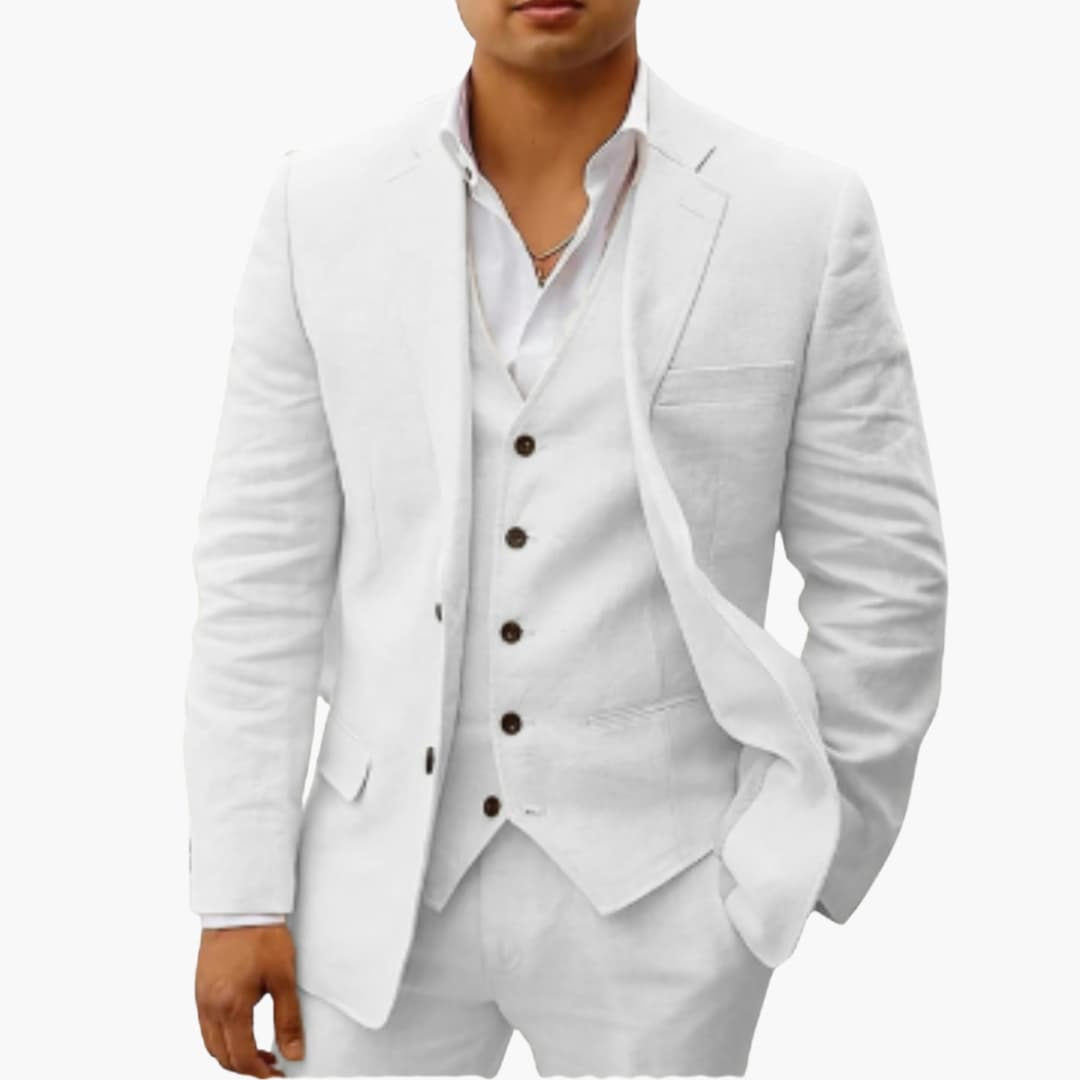 Herren Sommeranzug dreiteilig mit Weste Jacke und Hose