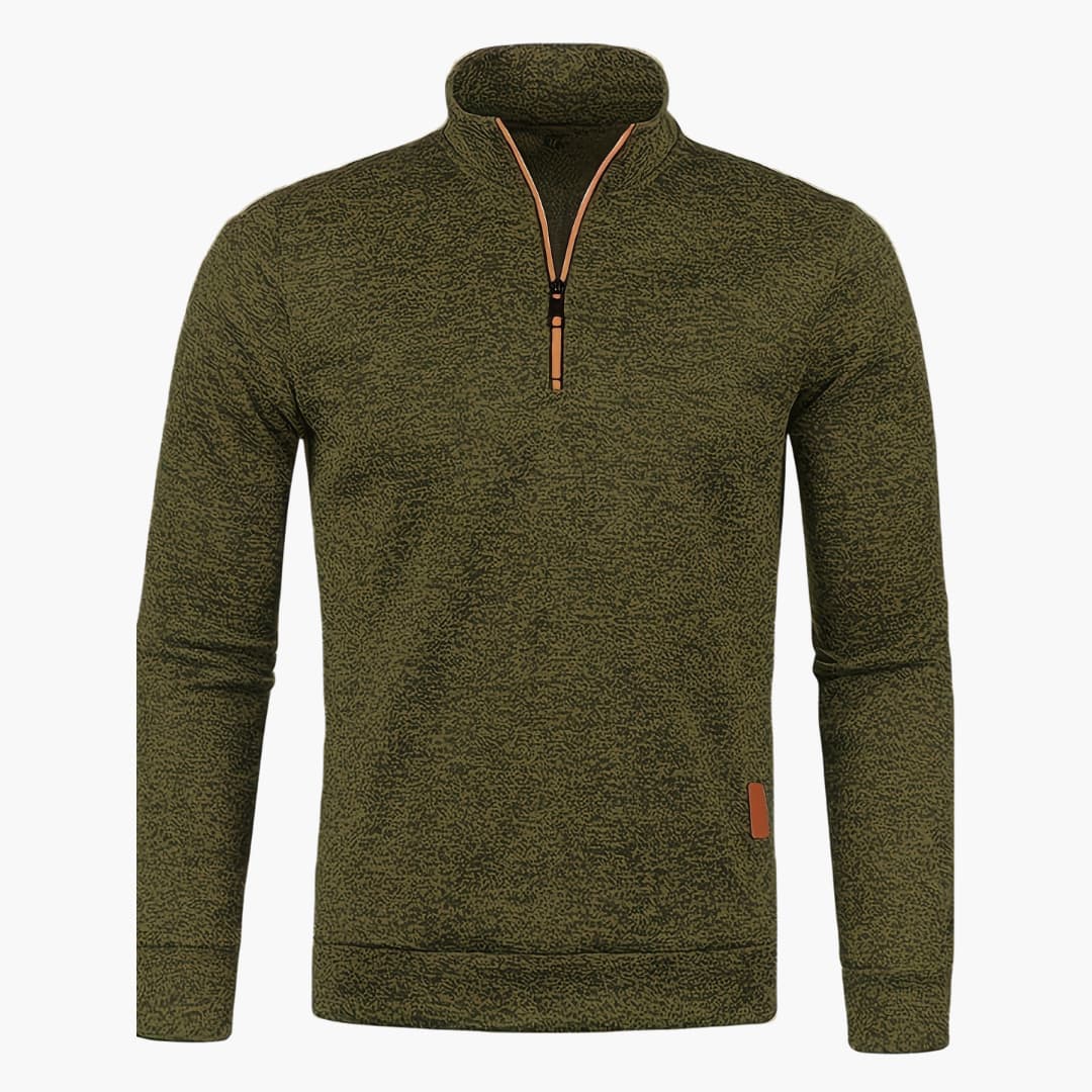 Herren pullover mit Reißverschluss am Ausschnitt und langen Ärmeln