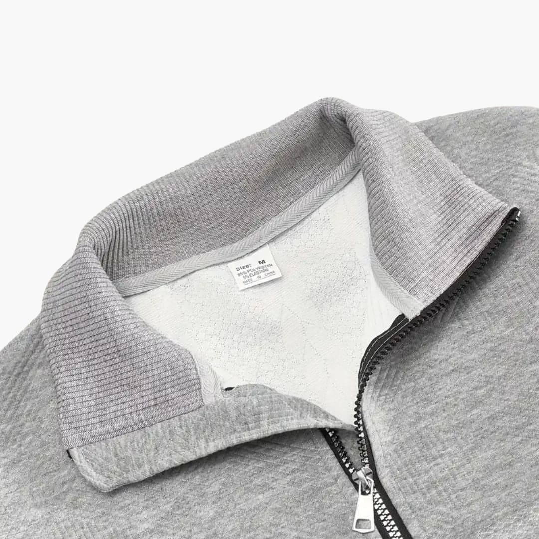 Herren pullover mit Reißverschluss-Ausschnitt und Zopfmuster Oberfläche