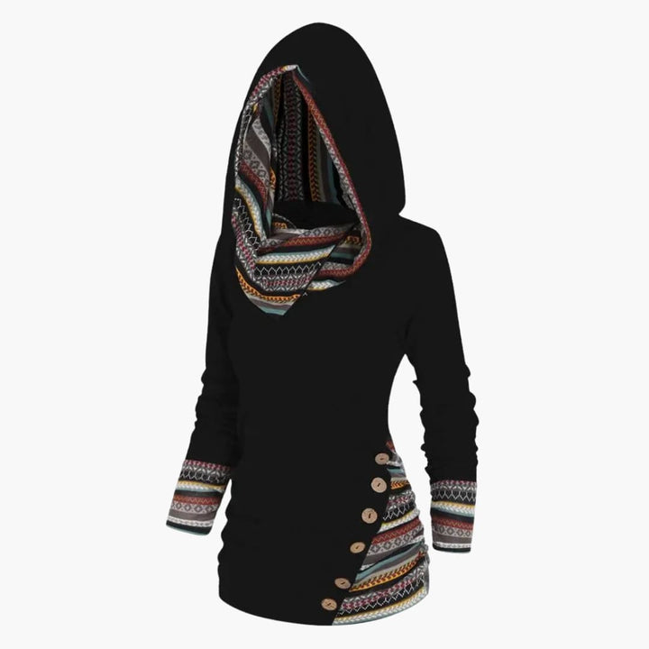 Damen Kapuzenpullover mit Knöpfen und Tasche