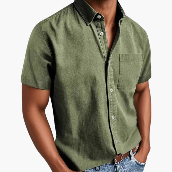 Herren Kurzarmhemd mit Brusttasche für Frühling und Sommer