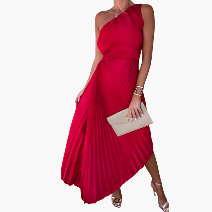 Knöchellanges ärmelloses Abendkleid für Frauen mit einer Schulter