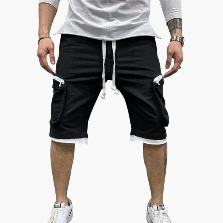 Herren Sommer Cargoshorts mit Reißverschlusstaschen und Kordelzug