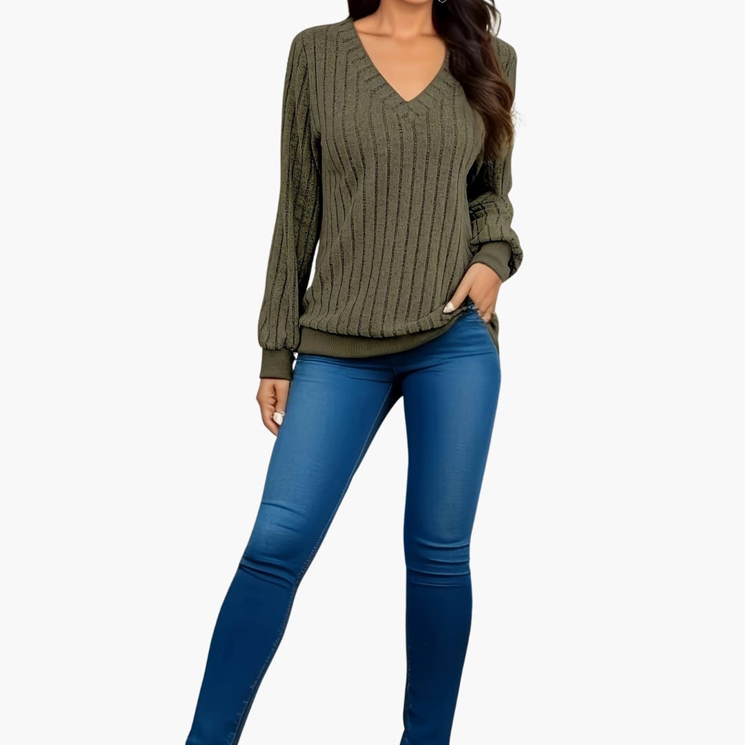 Damen pullover mit V-Ausschnitt und langen Ärmeln