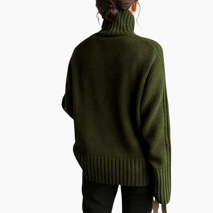 Damen pullover mit Rollkragen und Rippstruktur