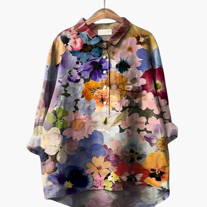 Langärmelige Sommerbluse mit Blumendruck für Damen