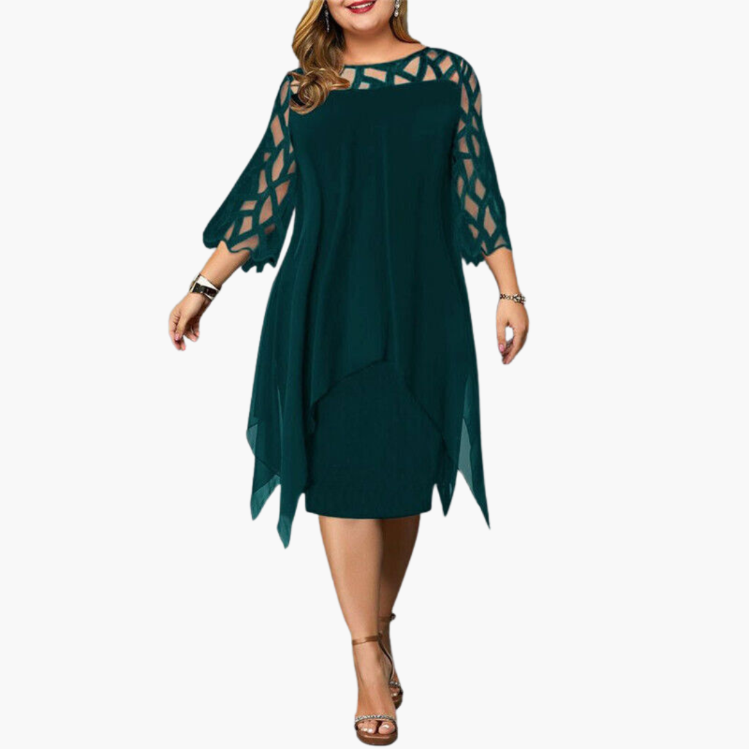 Leichtes Damen Abendkleid - mit ausgeschnittenen Ärmeln Midikleid
